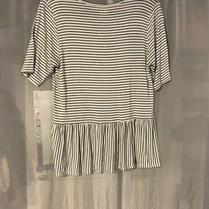 White and black striped top